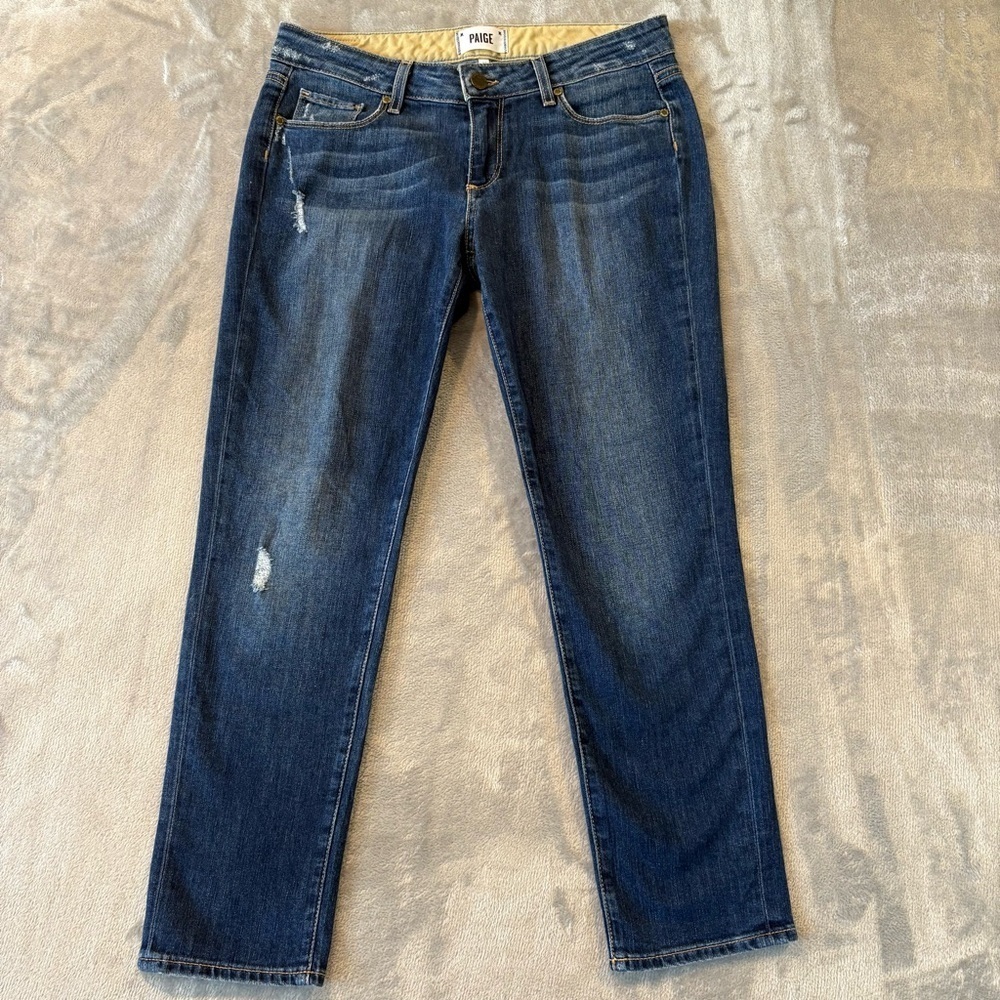 Paige Jimmy Jimmy Crop Distressed Denim Jeans Sz 27